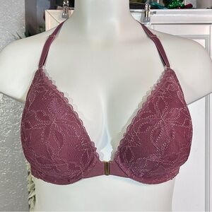 CACIQUE‎ 44D Mauve Lace Front-Clip Bra Padded Sexy
